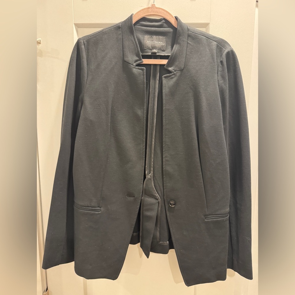 Black Cotton Stretch Blazer